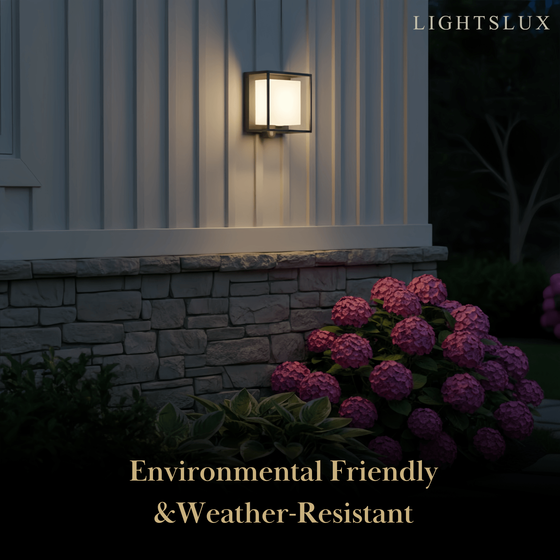 Arcato Modern Rectangular Outdoor Wall Lamp – Black Acrylic Solar Light with Sensor