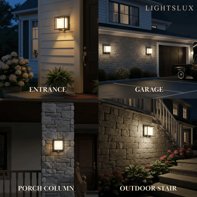 Arcato Modern Rectangular Outdoor Wall Lamp – Black Acrylic Solar Light with Sensor