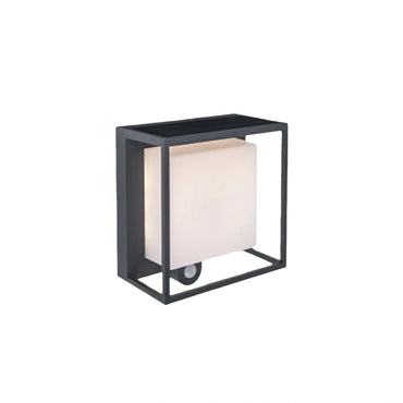 Arcato Modern Rectangular Outdoor Wall Lamp – Black Acrylic Solar Light with Sensor