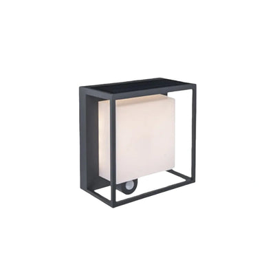 Arcato Modern Rectangular Outdoor Wall Lamp – Black Acrylic Solar Light with Sensor