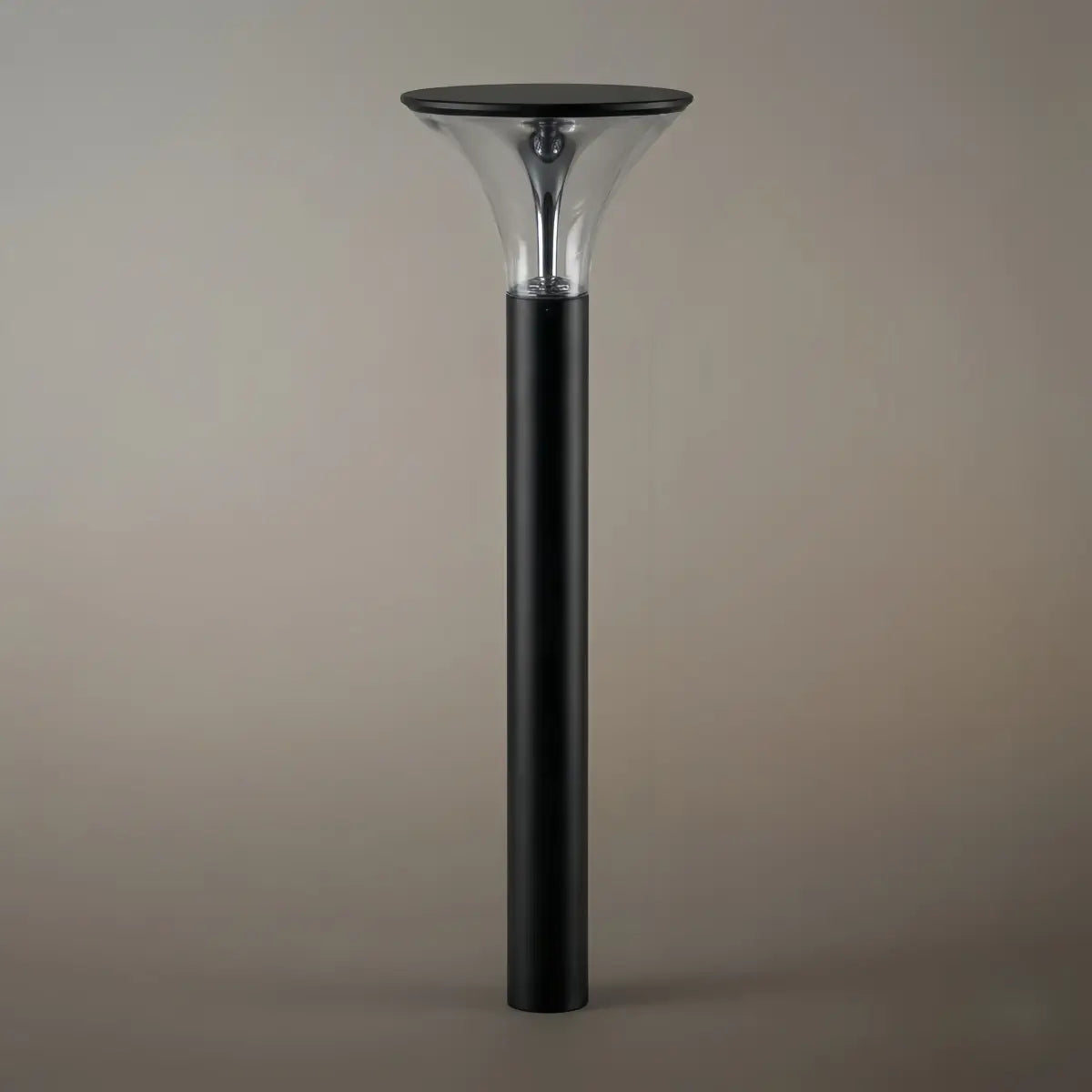 Arcato Modern Cylindrical Pathway Light – Black Metal/Acrylic Solar Outdoor Lamp