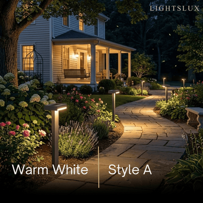 Stellar Minimalist Geometric Pathway Lamp – Black Metal Outdoor Light