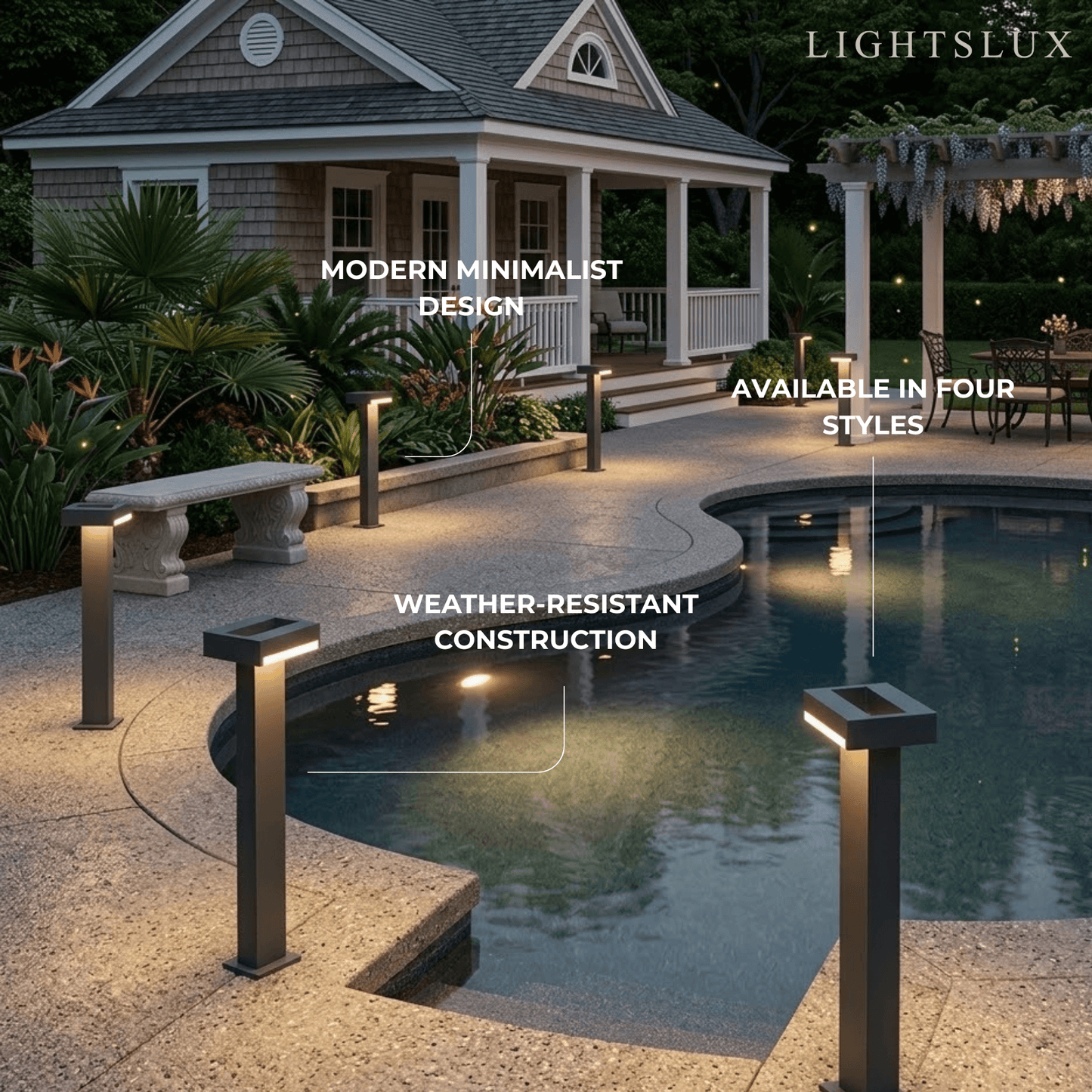 Stellar Minimalist Geometric Pathway Lamp – Black Metal Outdoor Light