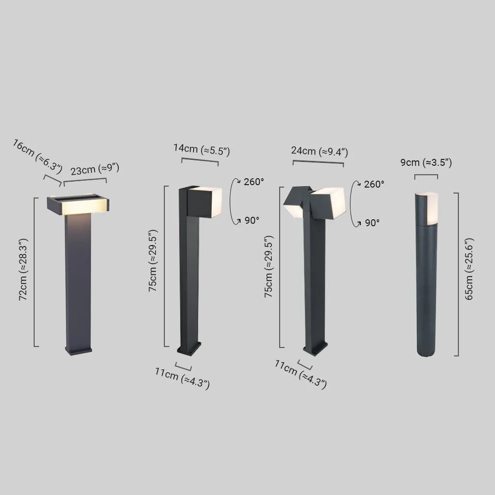 Stellar Minimalist Geometric Pathway Lamp – Black Metal Outdoor Light