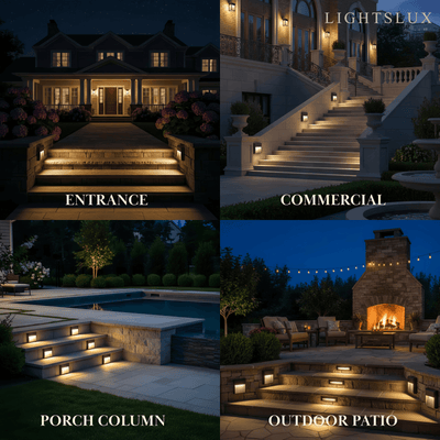 Irondale Modern Metal/Acrylic Outdoor Deck Step Lights - Black Round/Square Staircase