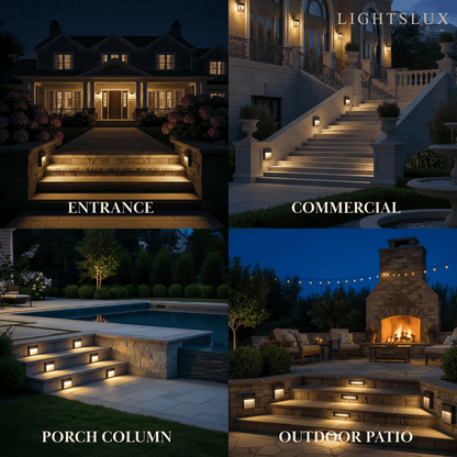 Irondale Modern Metal/Acrylic Outdoor Deck Step Lights - Black Round/Square Staircase