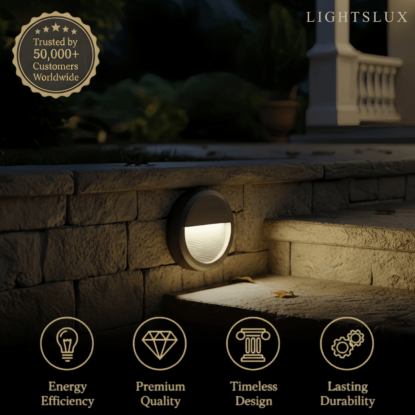 Irondale Modern Metal/Acrylic Outdoor Deck Step Lights - Black Round/Square Staircase