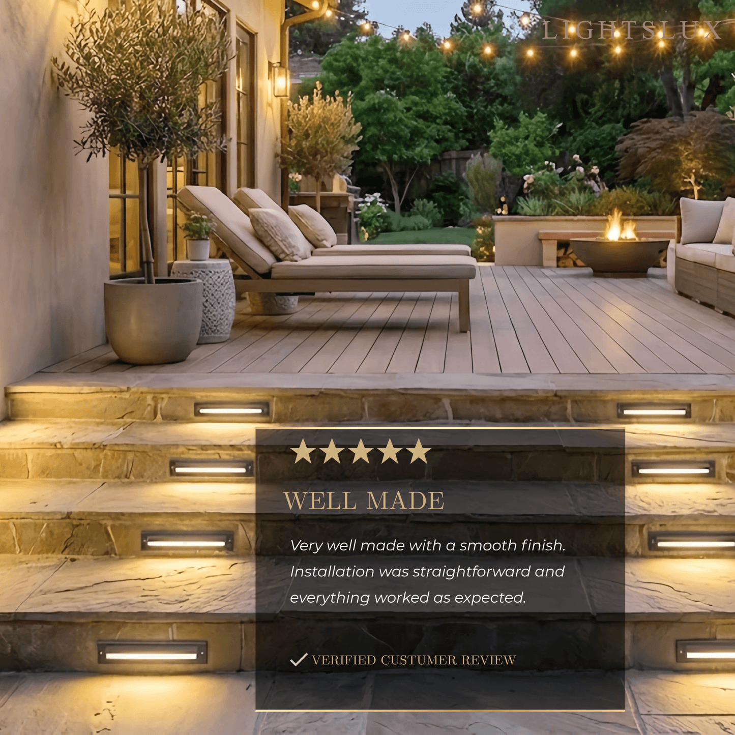 Modern Rectangular Outdoor Deck Step Light