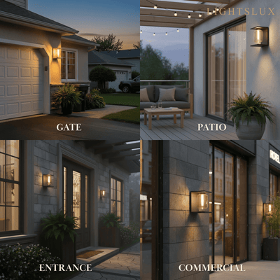 Irondale Industrial Solar LED Wall Lamp – Black Outdoor Light for Patio