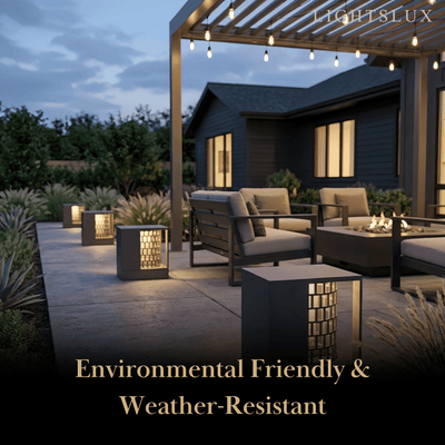 Art Deco Pillar Light - Dark Gray Square Metal & Acrylic Design