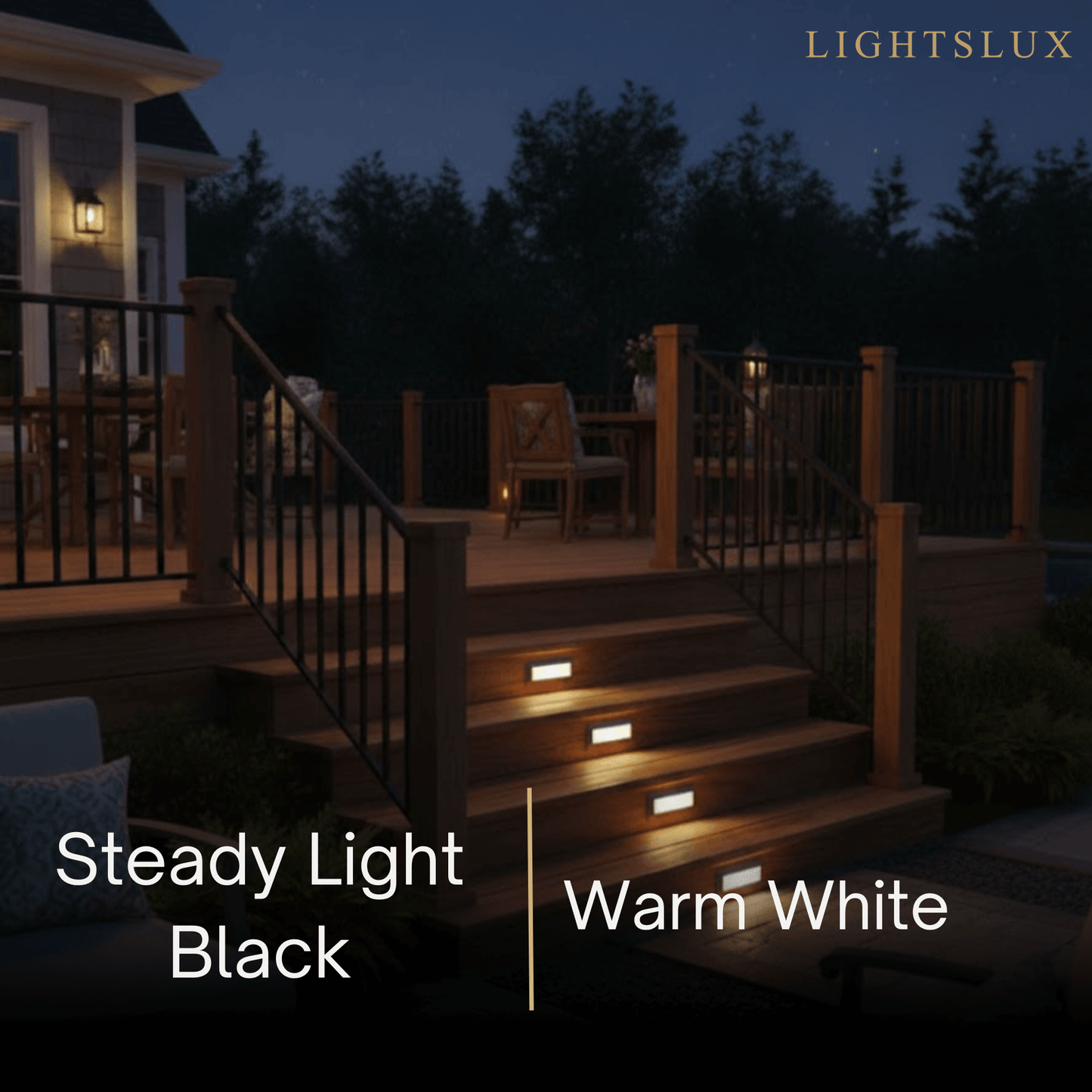 Arcato Minimalist Black LED Deck Step Light – Wall Light with Sensor for Stairs/Garden