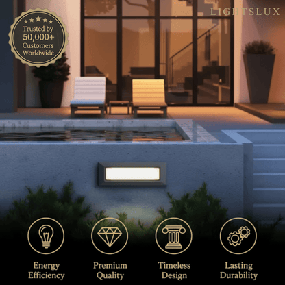 Arcato Minimalist Black LED Deck Step Light – Wall Light with Sensor for Stairs/Garden