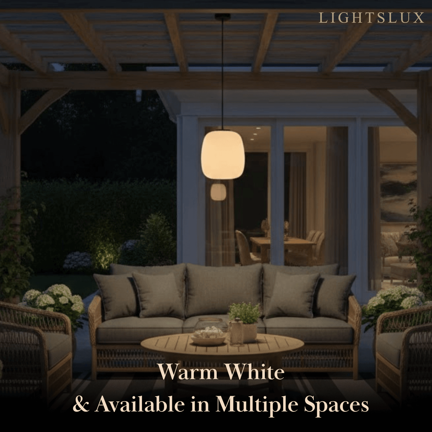 Crema Retro White Outdoor Pendant Light Metal/Acrylic Lantern Design