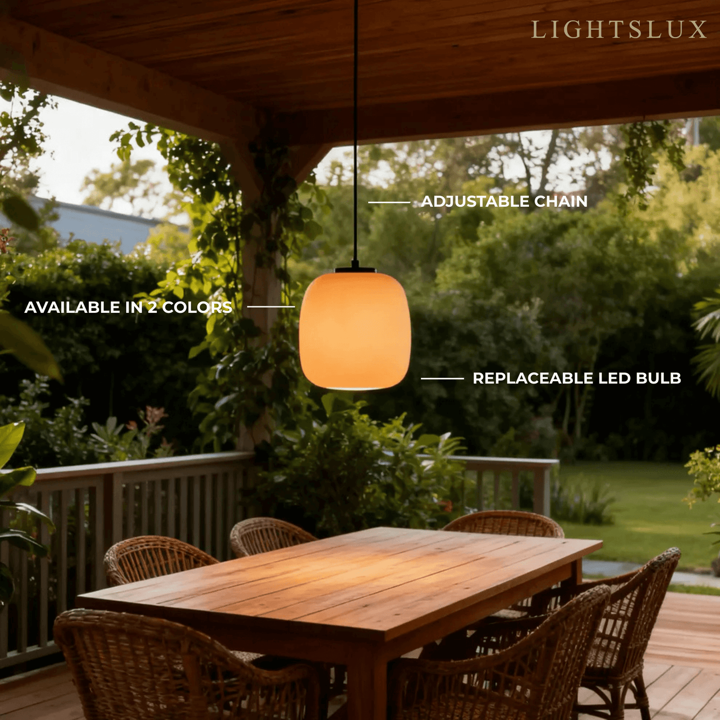 Crema Retro White Outdoor Pendant Light Metal/Acrylic Lantern Design