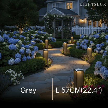 Stellar Modern Cylindrical Outdoor Floor Lamp – Black or Grey Metal & Glass Fixture
