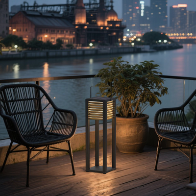 Irondale Modern Solar Outdoor Floor Lamp – Rectangular Black Lantern Light Garden/Patio