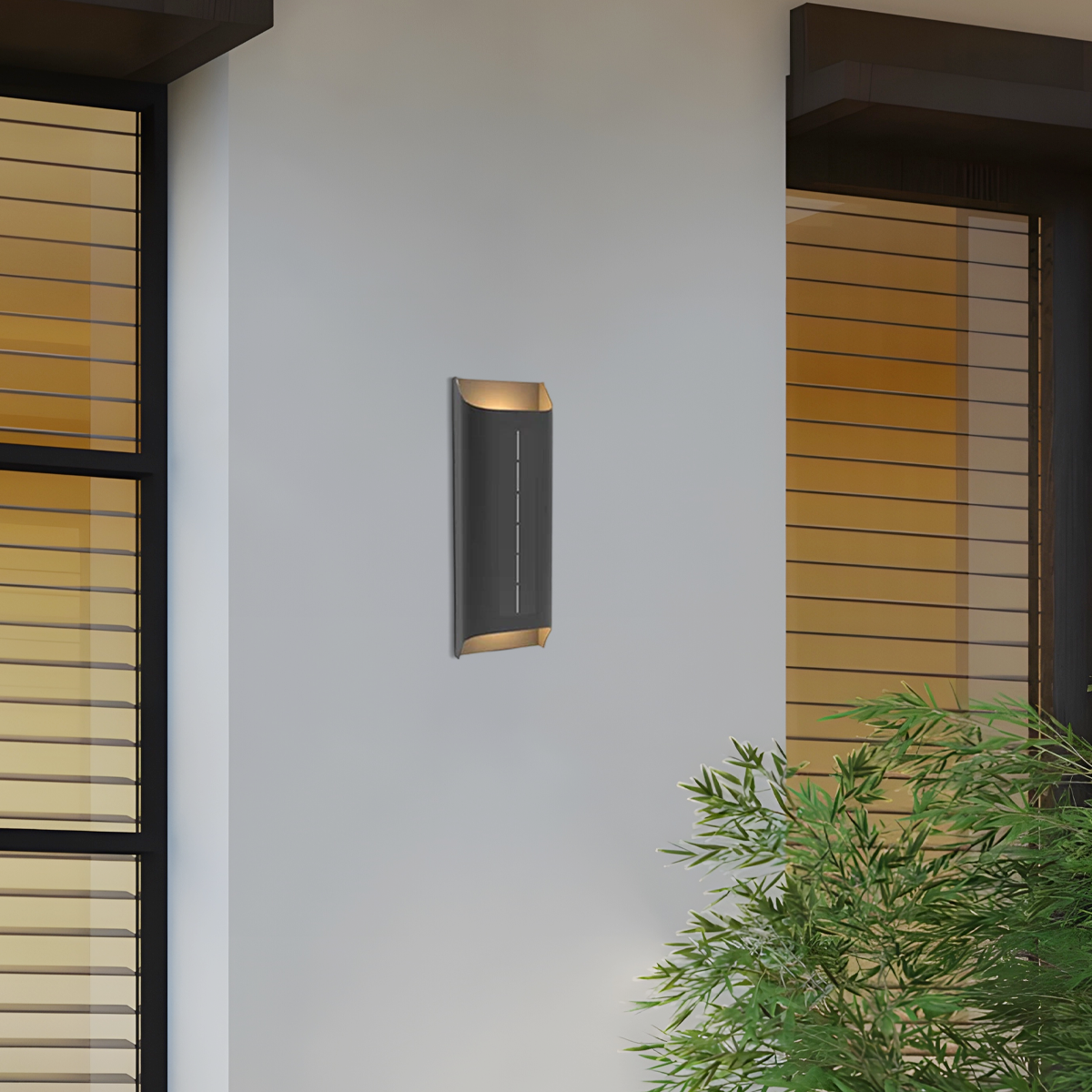 Irondale Modern Solar Sensor Wall Lamp – Black Metal Courtyard/Garden