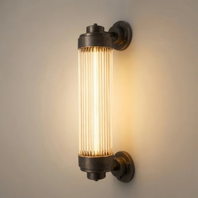 Irondale Modern Outdoor Wall Lamp - Bronze Glass Cylindrical Design for Garden & Patio