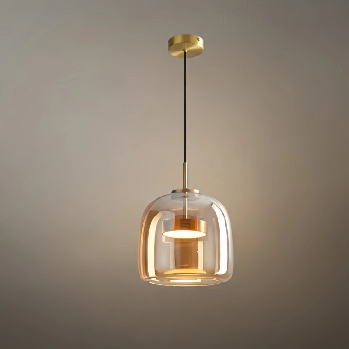 Vetro Moderne mundgeblasene Pendelleuchte – Rauchglas- und Metallakzent für Kücheninsel