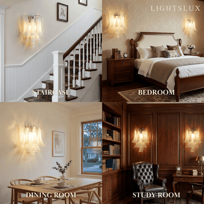 _Art_Deco_Glass_Wall_Lamp_--_Iron_White_Finish_for_Living_Room