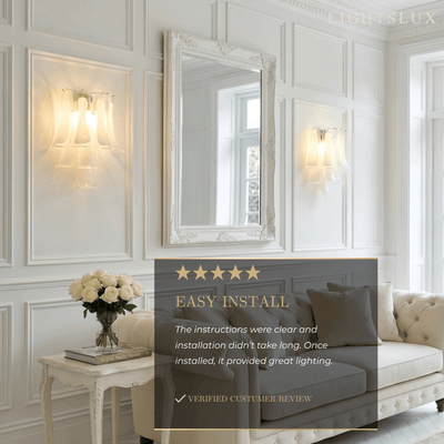 Art_Deco_Glass_Wall_Lamp_--_Iron_Body_White_Finish_for_Living_Room