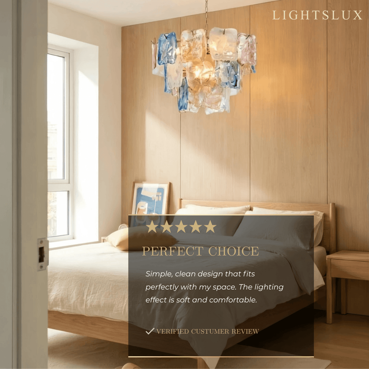 ART004Excelis Luxury Branch-Style Tiered Chandelier— Metal & Glass Multicolor for Bedroom