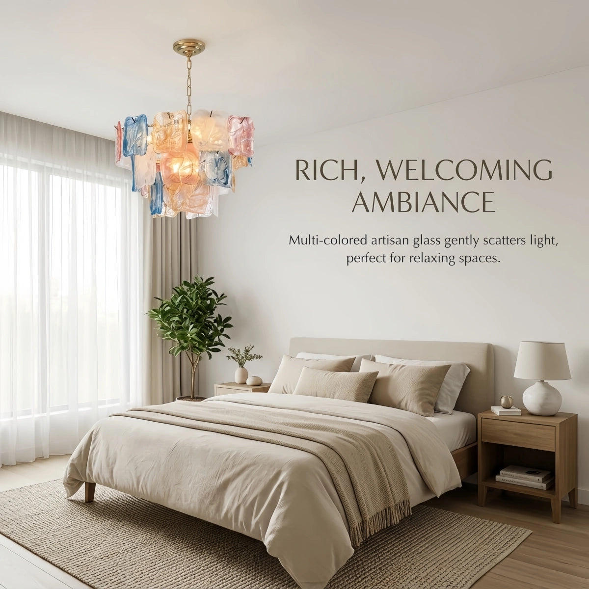 Excelis Luxury Branch-Style Tiered Chandelier— Metal & Glass Multicolor