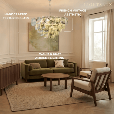 ART004Excelis Luxury Branch-Style Tiered Chandelier— Metal & Glass Multicolor for Living Room