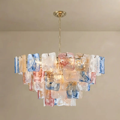 ART004Excelis Luxury Branch-Style Tiered Chandelier— Metal & Glass Multicolor for Dining Room