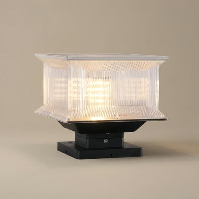 BT966Arcato Modern Rectangular LED Outdoor Pillar Light – Solar Metal & Acrylic Garden