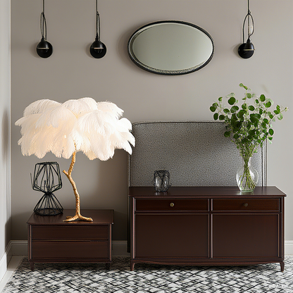 Lunara Nordic Feather Steh- und Tischleuchte – Luxuriöse Beleuchtung in 9 Farbvarianten für den Innenbereich