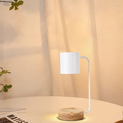 Table Lamp - Black/ White Metal & Wood Design for Study Room, Desk