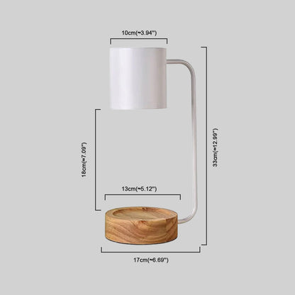 Table Lamp - Black/ White Metal & Wood Design for Study Room, Desk