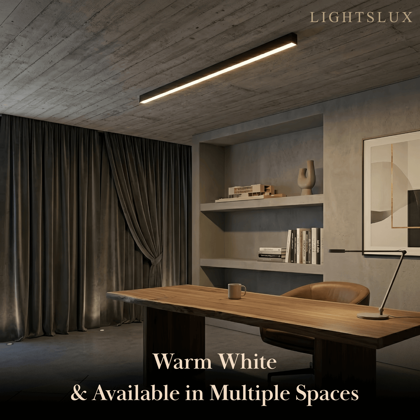 Arcato Minimalist Linear LED Ceiling Light – Black for Living Room