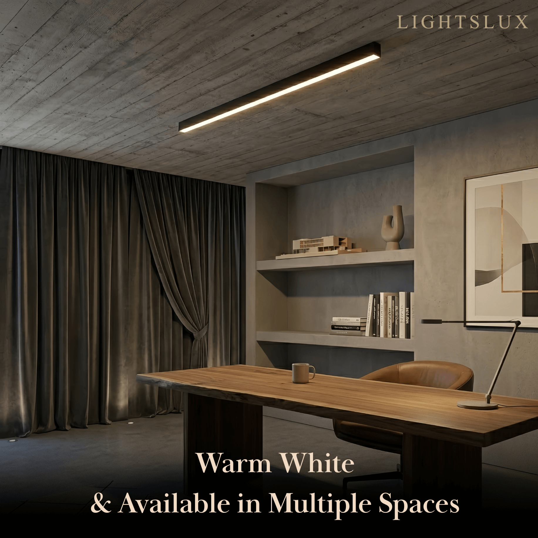 Arcato Minimalist Linear LED Ceiling Light – Black for Living Room