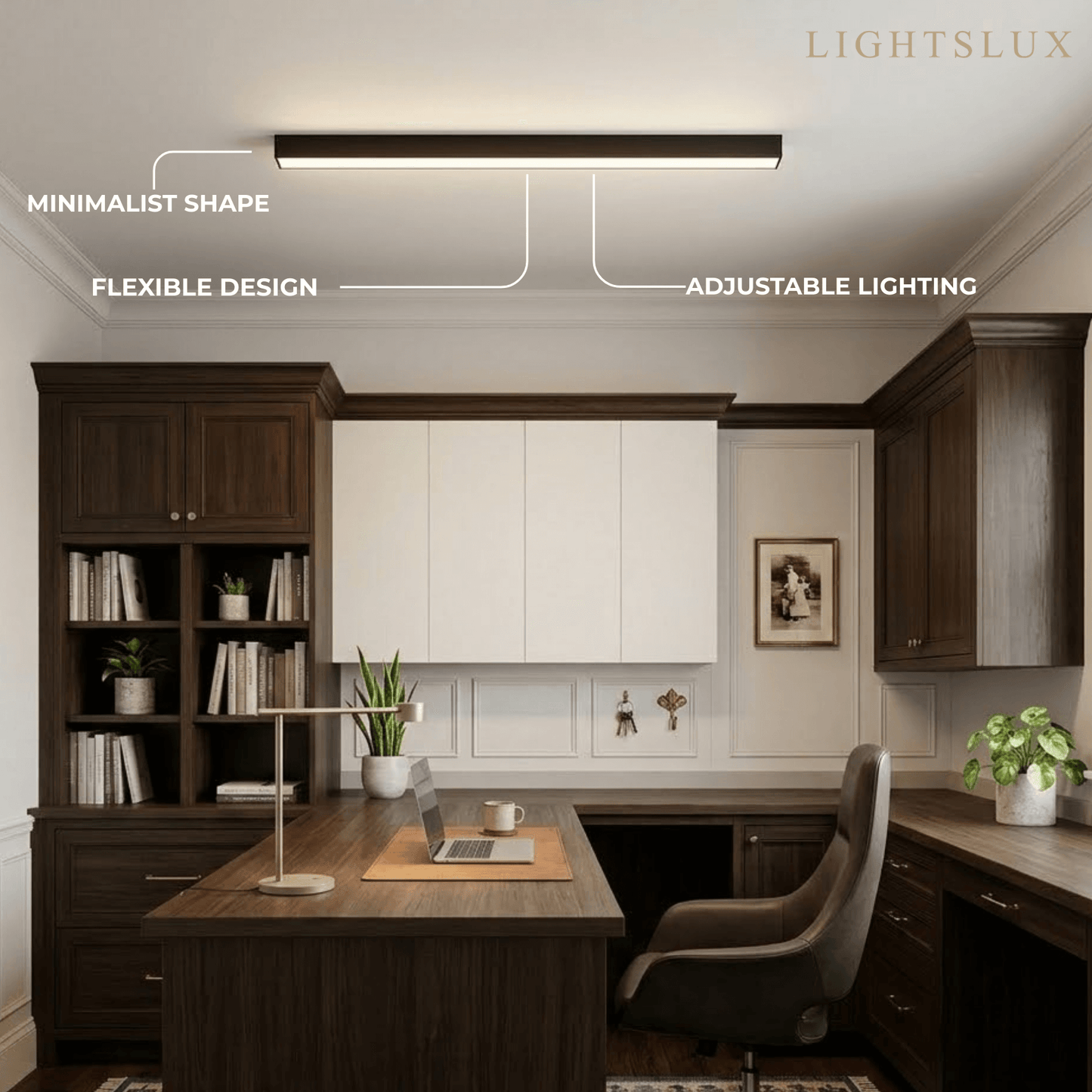 Arcato Minimalist Linear LED Ceiling Light – Black for Living Room