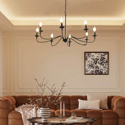 Royal Candle LED Black 8-Head Chandelier for Living Room