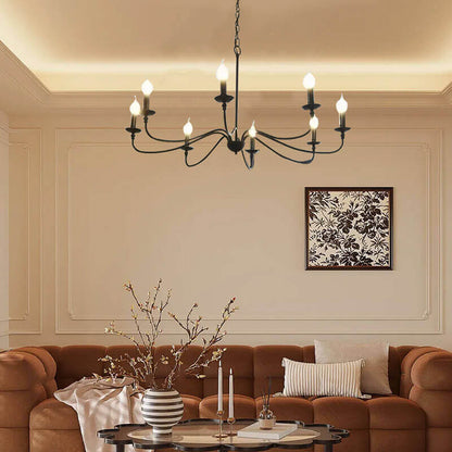 Royal Candle LED Black 8-Head Chandelier for Living Room