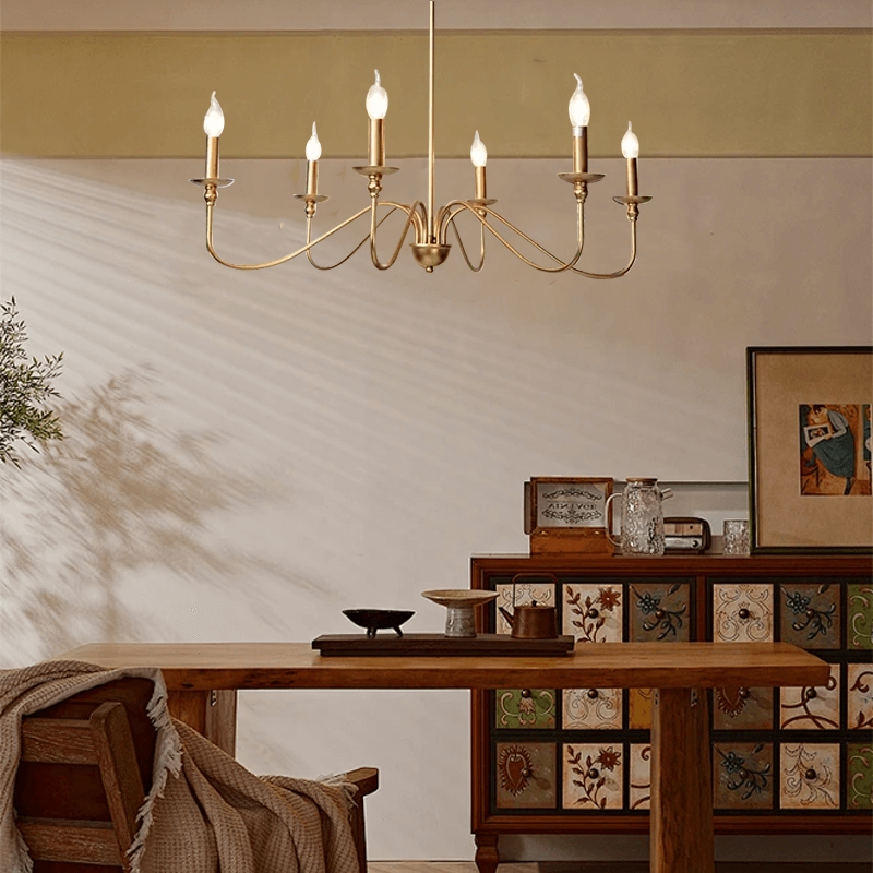 Royal Candle LED Gold 6-Head Chandelier for Dining Room