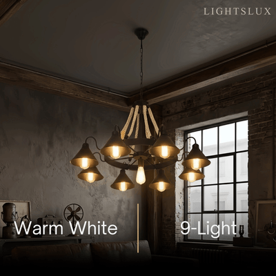 Industrial Ring Chandelier - Black Metal