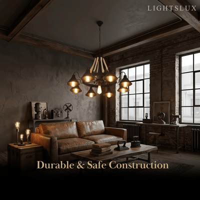 Industrial Ring Chandelier - Black Metal