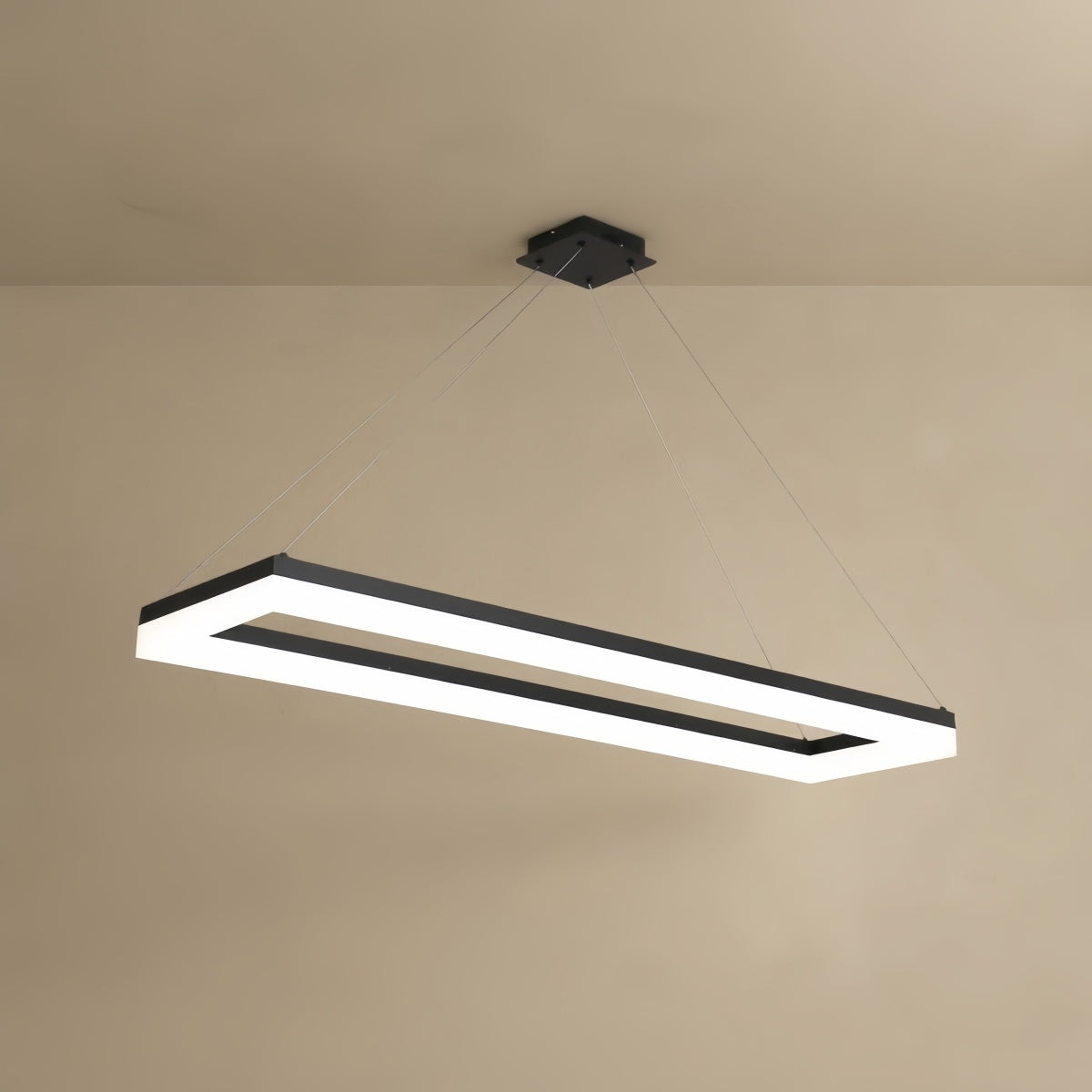 Arcato Modern Rectangular Pendant Light - Black Metal/Acrylic for Dining Room