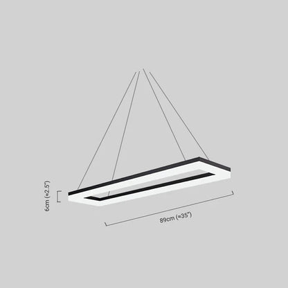 Arcato Modern Rectangular Pendant Light - Black Metal/Acrylic for Dining Room