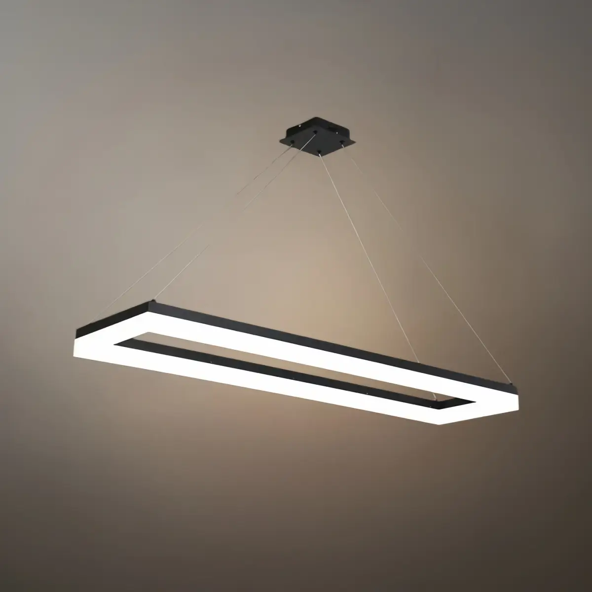 Arcato Modern Rectangular Pendant Light - Black Metal/Acrylic for Dining Room