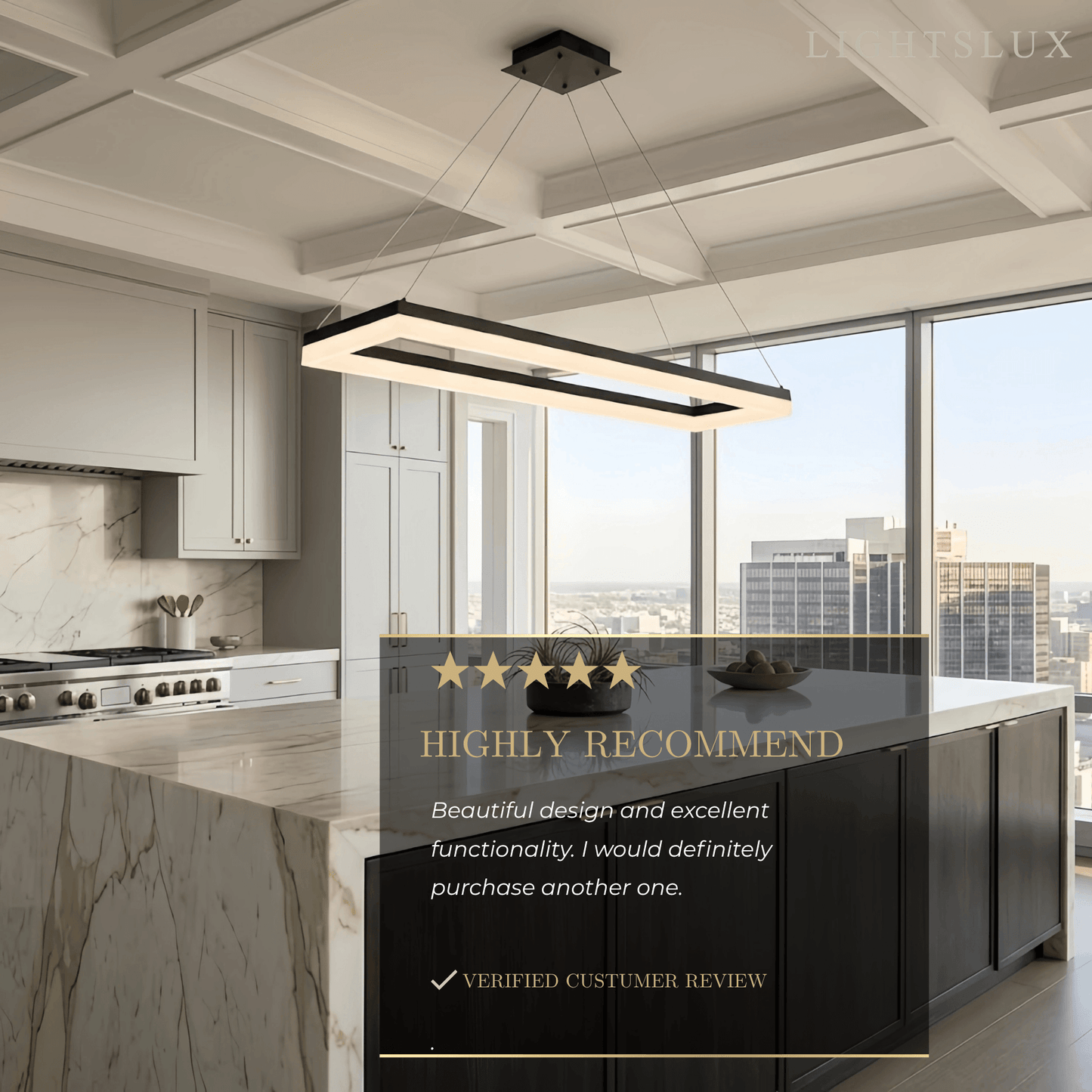 Arcato Modern Rectangular Pendant Light - Black Metal/Acrylic for Dining Room