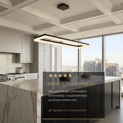 Arcato Modern Rectangular Pendant Light - Black Metal/Acrylic for Dining Room