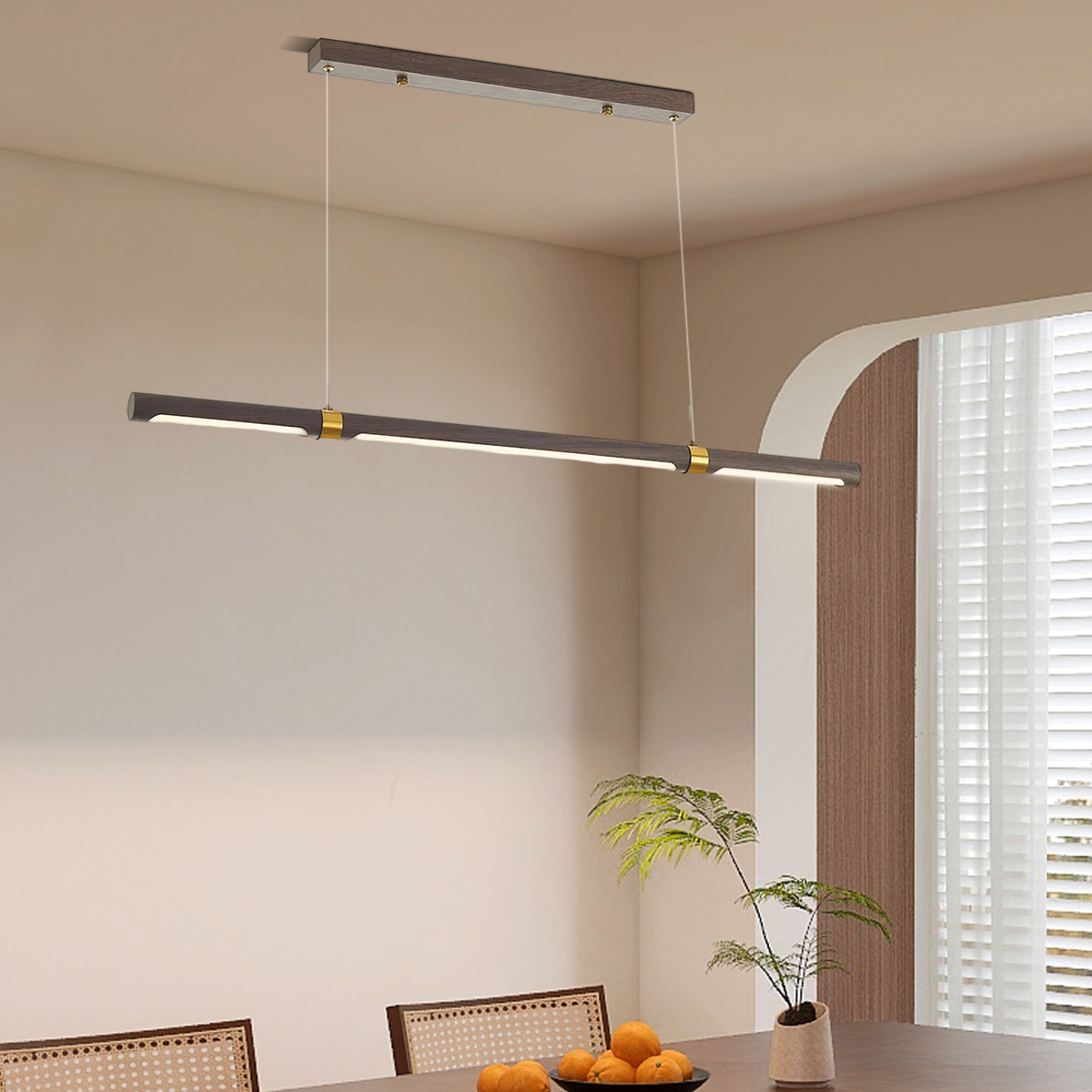 Arcato Modern Walnut Linear Pendant Light