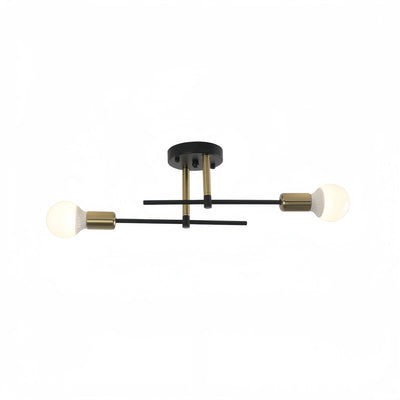 Modern Globe Ceiling Light — Black & Gold Metal/Glass Flush Mount for Dining Room