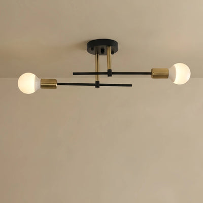 Nebula Modern Globe Ceiling Light — Black & Gold Metal/Glass Flush Mount 