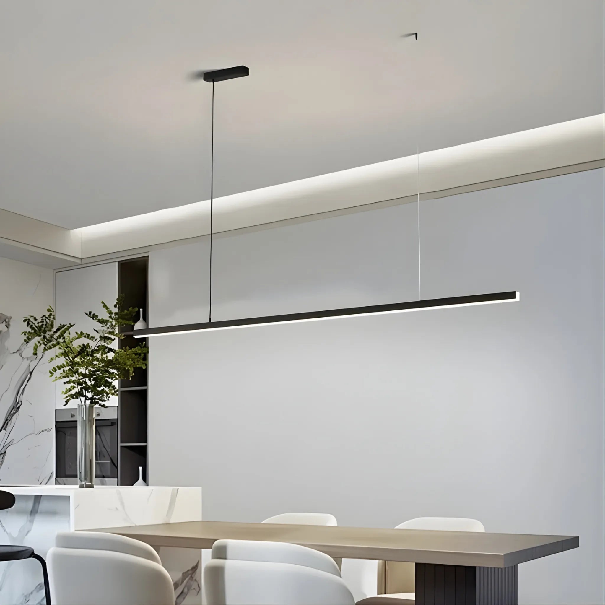 Arcato Moderne LED-Pendelleuchte – Weiß/Schwarz Metall/Glas für das Esszimmer
